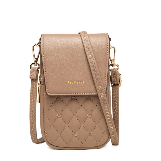 Guangzhou Bag 2024 hot-selling women's phone bag, fashionable crossbody shoulder bag, diamond-patterned embroidered women's double-layer PU wallet Guangzhou Bag 2024 hot-selling women's phone bag, fashionable crossbody shoulder bag, diamond-patterned embroidered women's double-layer PU wallet