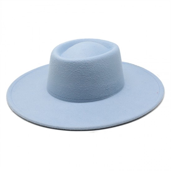 New cross-border autumn and winter woolen 9.5cm wide-brim jazz hat for men and women, with a convex and concave ring-shaped top hat New cross-border autumn and winter woolen 9.5cm wide-brim jazz hat for men and women, with a convex and concave ring-shaped top hat