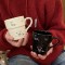 Niche creative cartoon astronaut puppy mug, stylish black and white couple water cup and coffee cup gift.