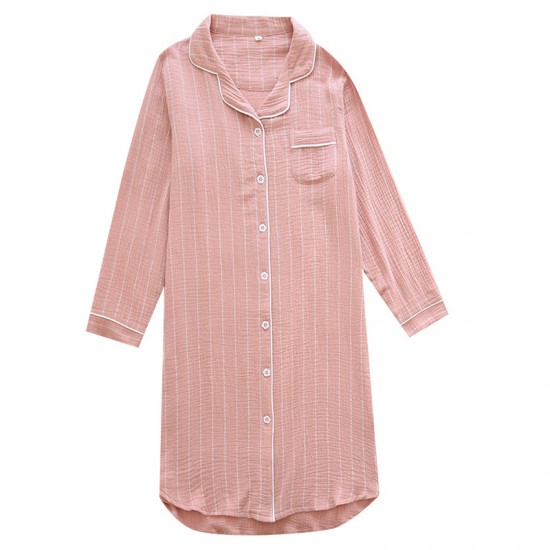 Wholesale new women's nightgown, cotton crepe bath skirt, double-layer gauze open-front long-sleeved loungewear, dropshipping. Wholesale new women's nightgown, cotton crepe bath skirt, double-layer gauze open-front long-sleeved loungewear, dropshipping.
