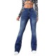 Factory direct sales, 2025 spring and summer new European and American cross-border washed jeans for women, slim-fitting, slightly flared pants
