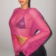 Mesh eyelet knitted top with outer layer, cross-border European and American fashion, fishnet see-through, sexy women's clothing
