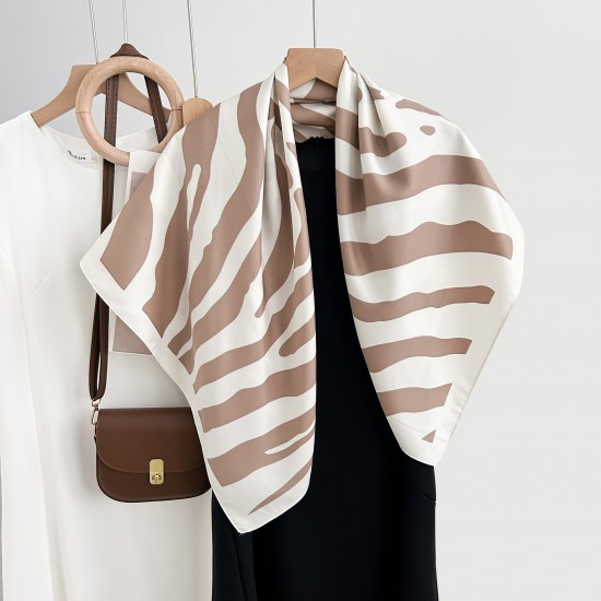 British-style, classic, retro, simple striped print silk scarves, 90s square scarves for women, high-end, stylish, and trendy decorative square scarves.