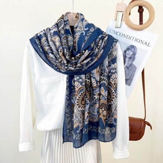 Ethnic Artistic Retro Patterned Scarf, Korean Women's Elegant and Stylish Travel Outerwear Long Scarf Ethnic Artistic Retro Patterned Scarf, Korean Women's Elegant and Stylish Travel Outerwear Long Scarf