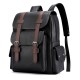 Cross-border men's simple retro business laptop bag, soft PU new trendy large-capacity travel backpack.