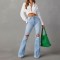 Factory direct sales of 2025 new cross-border European and American high-waisted, ripped jeans for women, street style, flared pants.