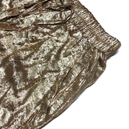 2025 spring new metallic elastic high-waisted, slim-fitting wide-leg straight-leg trousers.