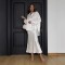 New women's suit, high-end, elegant, slim-fitting, satin long-sleeved lapel shirt, fishtail maxi skirt, two-piece set.
