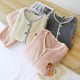 Couple flannel pajamas, simple, long-sleeved, plush, warm, two-piece loungewear set for men and women for autumn and winter
