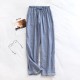 Couples' pajama pants, pure cotton double-layer gauze, thin, men's and women's, loose, spring and autumn, all-cotton casual trousers. Couples' pajama pants, pure cotton double-layer gauze, thin, men's and women's, loose, spring and autumn, all-cotton casual trousers.
