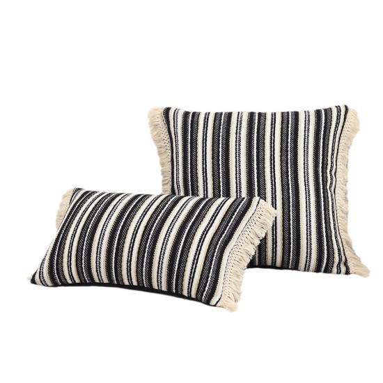 Nordic ins, sofa pillows, Chanel-style tassel pillows, Wabi-sabi-style, black and white long lumbar pillows for living rooms Nordic ins, sofa pillows, Chanel-style tassel pillows, Wabi-sabi-style, black and white long lumbar pillows for living rooms