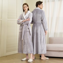 Autumn and winter double-sided velvet couple's robes, plus-size men's bathrobes, thickened and long women's bathrobes.