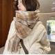 2025 mid-length thickened scarf, Korean-style sweet and warm faux cashmere scarf, plaid shawl for women, luxurious feel.