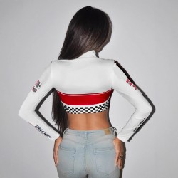 Motorcycle girl long-sleeved slim-fitting T-shirt top