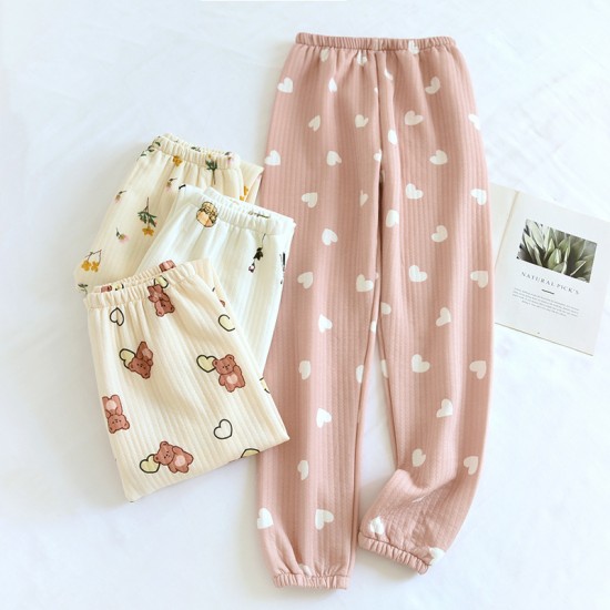 Adjustable, fleece-lined, thickened flannel maternity pajamas for autumn and winter, maternity warm pants, loose loungewear. Adjustable, fleece-lined, thickened flannel maternity pajamas for autumn and winter, maternity warm pants, loose loungewear.