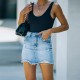 Factory direct sales: 2023 European and American hip-hugging denim skirt, cross-border comfortable and casual ripped A-line skirt with raw edges