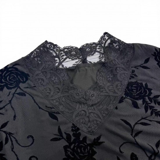 Sexy Summer and Autumn Mesh Dress for Women: European and American Style V-Neck, High-End Slim Fit Lace Long Sleeve Miniskirt Sexy Summer and Autumn Mesh Dress for Women: European and American Style V-Neck, High-End Slim Fit Lace Long Sleeve Miniskirt