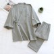 Wholesale men's double-layer gauze kimono pajamas, Japanese-style steaming loungewear, sweat-wicking and breathable loungewear. Wholesale men's double-layer gauze kimono pajamas, Japanese-style steaming loungewear, sweat-wicking and breathable loungewear.