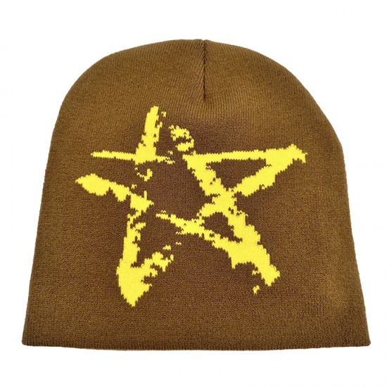 Cross-border New Five-pointed Star Hat, Fall/Winter Korean Fashion, Versatile Beanie, Fall/Winter Cold Protection and Warm Knitted Hat Trend