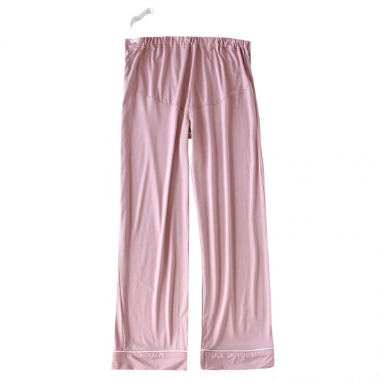 Adjustable modal maternity pajama pants. Spring, autumn, and summer belly support pants, high-waisted, thin, plus-size straight-leg loungewear.