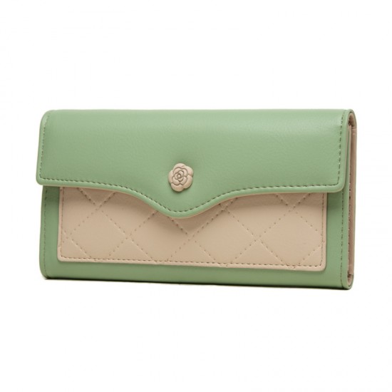 Factory wholesale women's long wallet, 2022 new Japanese and Korean soft PU leather, stylish, simple, buckle, clutch, tri-fold bag Factory wholesale women's long wallet, 2022 new Japanese and Korean soft PU leather, stylish, simple, buckle, clutch, tri-fold bag