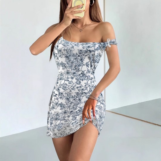 2025 Summer New Women's Midi Skirt Elegant and sophisticated retro blue and white porcelain adjustable vest dress