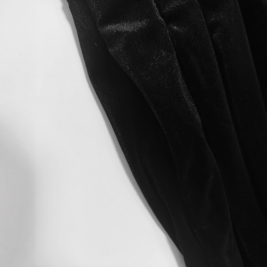 Elegant black lace, see-through, long-sleeved base top, suspender straps, and a slim-waisted velvet jumpsuit, two-piece set.