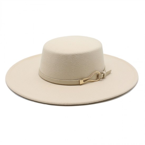 2021 New Retro Black Wide-Brimmed Wool Flat-Top Hats for Women, Autumn and Winter British Style Versatile Panama Hats 2021 New Retro Black Wide-Brimmed Wool Flat-Top Hats for Women, Autumn and Winter British Style Versatile Panama Hats