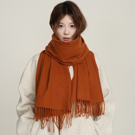 Women's winter imitation cashmere, artistic autumn and winter, thickened, warm, dual-use, solid color, Korean-style, stylish scarf
