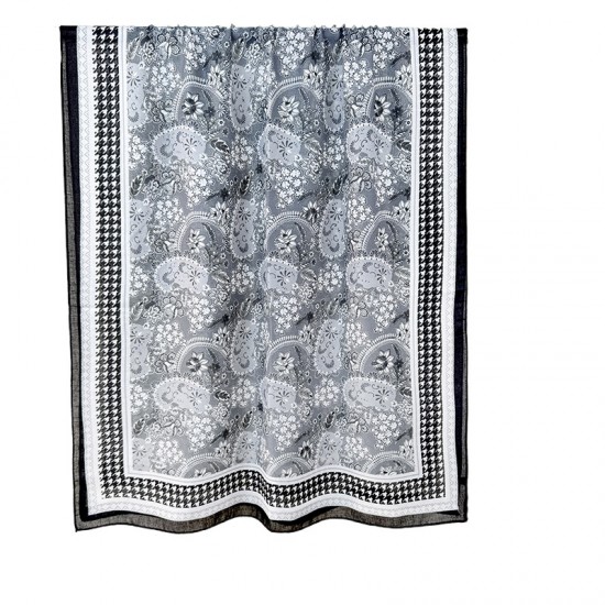 Korean Cross-border Retro Niche Daily Outerwear Long Scarf, Women's Atmospheric Floral Print Elegant Cotton and Linen Scarf