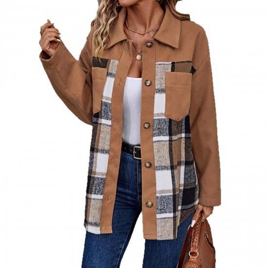 Foreign Trade European and American Fashion Lapel Plaid Long Sleeve Jacket: 2025 Autumn and Winter Women's Single-Breasted Versatile Casual Jacket Foreign Trade European and American Fashion Lapel Plaid Long Sleeve Jacket: 2025 Autumn and Winter Women's Single-Breasted Versatile Casual Jacket