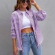 Cross-border new European and American denim jackets for women, solid color, loose-fitting jackets, ripped long-sleeved women's denim shirts, bestsellers.