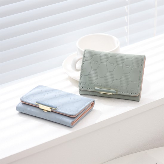 2025 new women's short wallet, Japanese and Korean style, three-fold, cute, fresh, simple student coin purse, in stock.