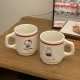 Homemade niche, minimalist blue line puppy mug with flip-top, contrasting color, couple's coffee cup and water cup, 270ml.