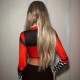 2025 Summer New Cycling Jersey Long-Sleeved T-Shirt for Women Sexy lapel top with lettering zipper and exposed navel.