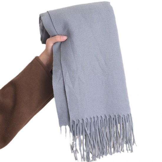 Women's winter imitation cashmere, artistic autumn and winter, thickened, warm, dual-use, solid color, Korean-style, stylish scarf