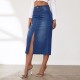 Factory direct sales, foreign trade, 2025 American retro non-stretch denim shorts Women's midi-length slit skirt Factory direct sales, foreign trade, 2025 American retro non-stretch denim shorts Women's midi-length slit skirt