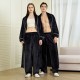 Autumn and winter coral fleece robes for men, plus-length thickened flannel bathrobes for women, with pants.