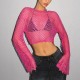 Mesh eyelet knitted top with outer layer, cross-border European and American fashion, fishnet see-through, sexy women's clothing