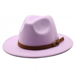 AliExpress Amazon's new autumn and winter woolen hats with flat brims and wide brims, versatile straight-brimmed jazz hats.