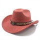 Thickened hardtop cowboy hat, dopamine suede, curved brim hat, French cross-border wholesale, ethnic style.