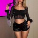 2025 Spring new cross-border women's fashion, designer fur sleeves, high-elastic, navel-baring, sexy square-neck bodycon top for women. 2025 Spring new cross-border women's fashion, designer fur sleeves, high-elastic, navel-baring, sexy square-neck bodycon top for women.