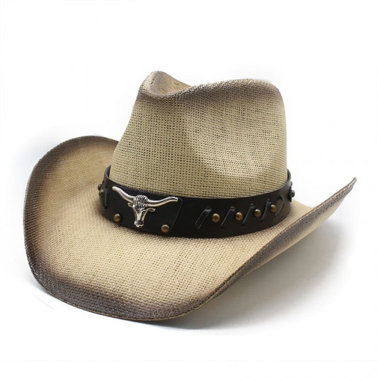 Western cowboy hat, spring and summer, horseback riding, beach, and vacation hat, hard straw hat for sun protection Western cowboy hat, spring and summer, horseback riding, beach, and vacation hat, hard straw hat for sun protection