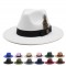 White woolen gentleman's classic British jazz feather hat with a flattering face shape, woolen felt hat for men and women