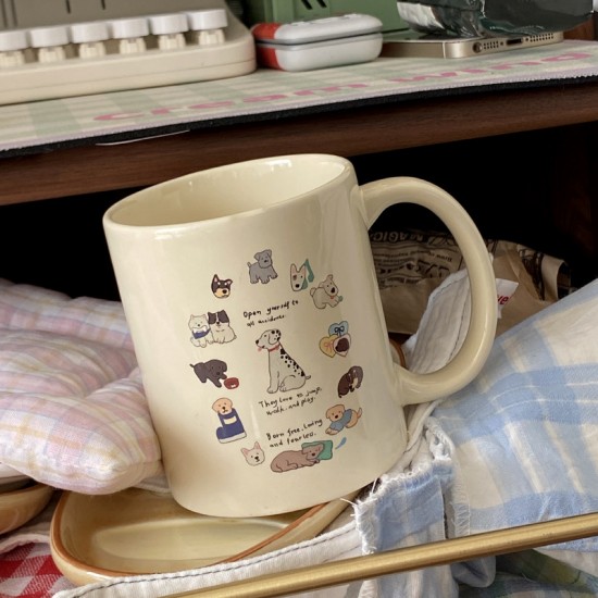 Korean Instagram cartoon koala bear glass, heat-resistant simple milk cup, niche creative gift.