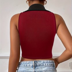 European and American sleeveless T-shirt for women, summer Chanel-style bow-knot halter neck, slim-waisted sexy short polo vest top