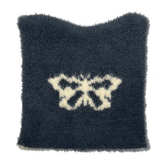 European and American Autumn/Winter Warm Jacquard Butterfly Knitted Hat, Outdoor Street Fashion Y2K Star Plush Cap