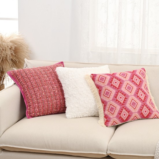 Rose red jacquard girlish style sofa pillow, Nordic ins cream-style pillow cover, bedroom and B&B cushion