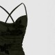 European and American high-end slim-fit maxi dress: elegant, slim-fitting mesh print, cross-back camisole dress.