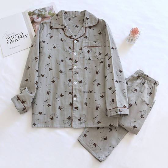 Candy solid color women's pajamas, spring, summer, and autumn, pure cotton double-layer washed cotton gauze, thin home pants, loose casual trousers